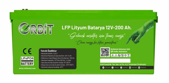 ORBİT 12 V 200 Ah LiFePO4 Akü-ABS Kasa